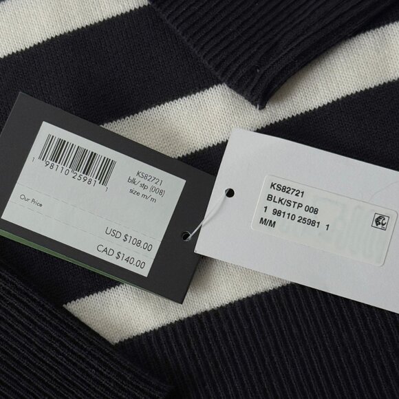 NWT KATE SPADE SOFT KNIT STRIPED CREWNECK SWEATER LOUNGE CLASSIC RESORT MED - Picture 9 of 11